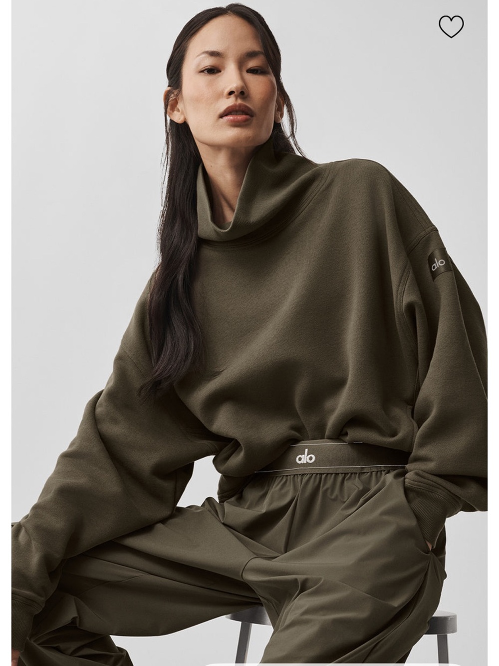 Alo mock turtleneck sweatshirt, in olive green, like new